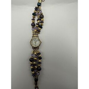 Ronica Womens‎ MOP Watch Beaded New Battery 24MM 8" Gold Tone A49